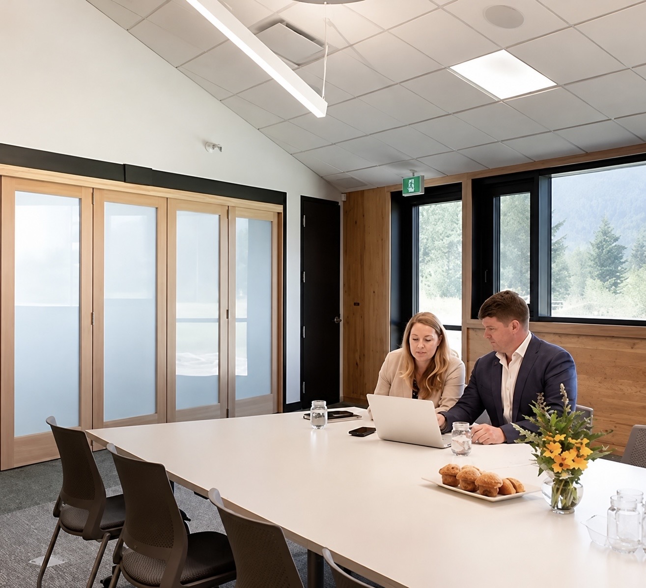 The Mercer Celgar Board Room set up for a meeting
